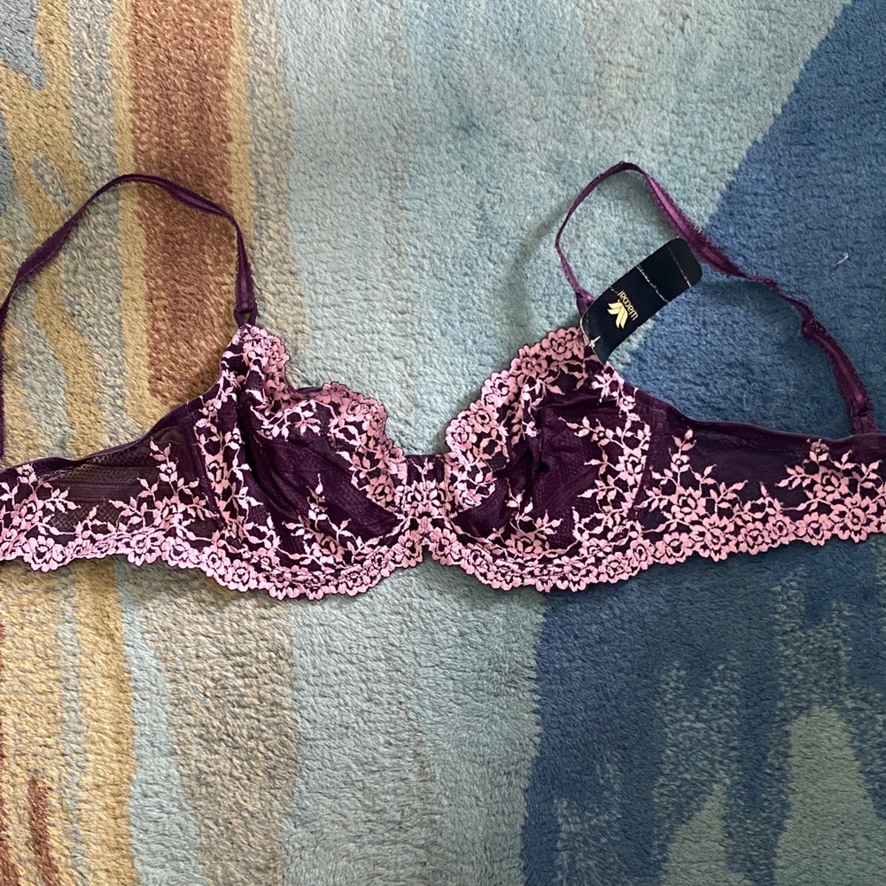 Wacoal Lace Underwire Bra - Deep Purple and Soft Pink